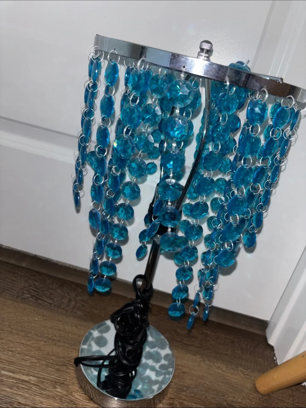 Turquoise Crystal Bead Table Lamp - Unbranded